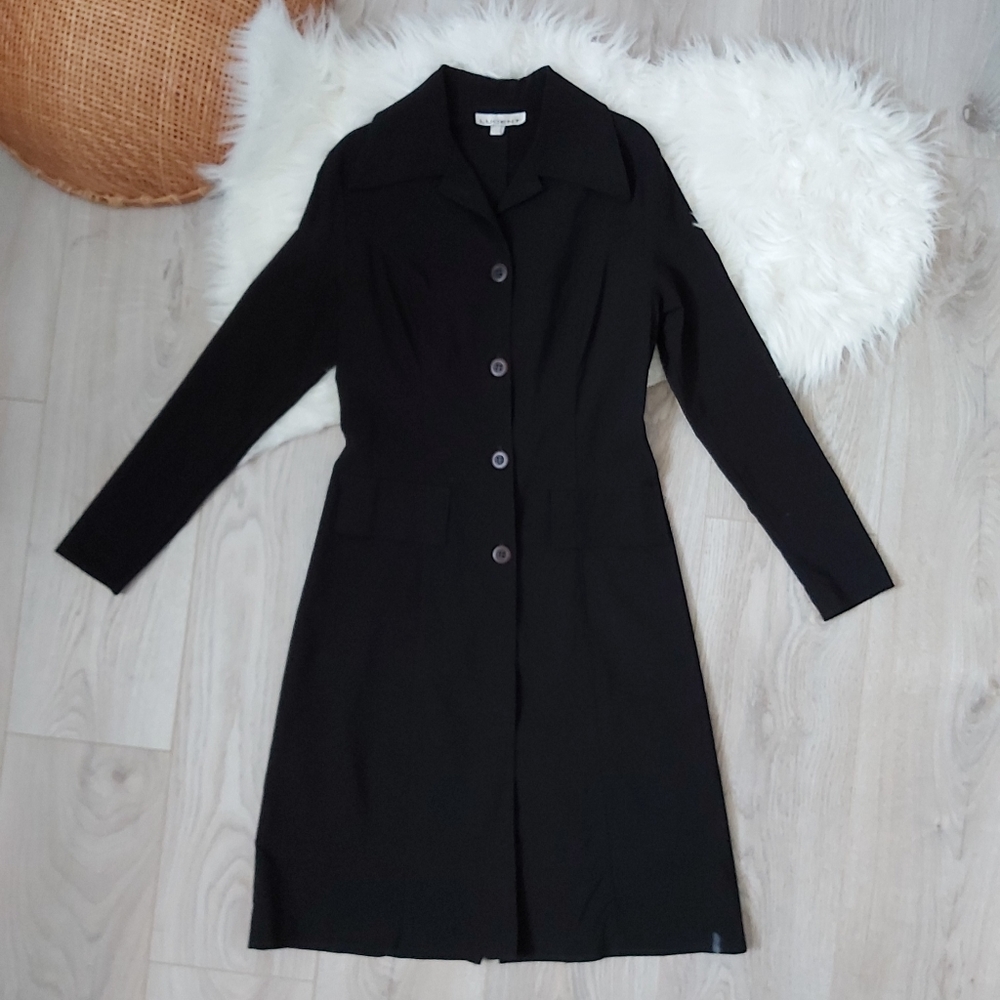Lucent Black Long Trench Coat Jacket